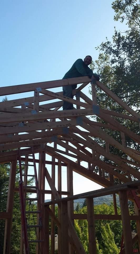 Framing progress on a new structure by RLS Custom Carpentry in Mendocino County, CA