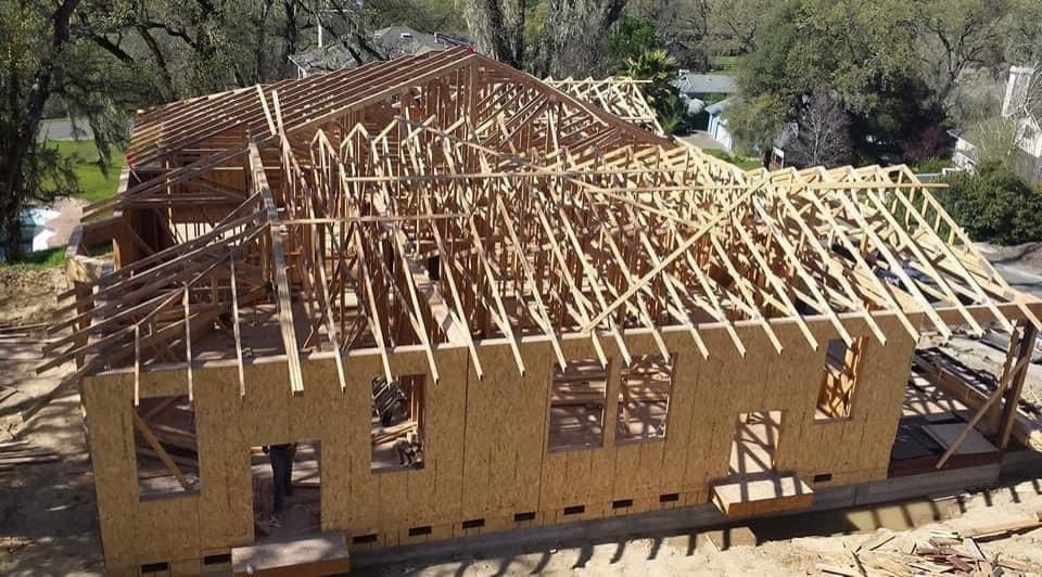 Framing project in progress by RLS Custom Carpentry in Mendocino County, CA