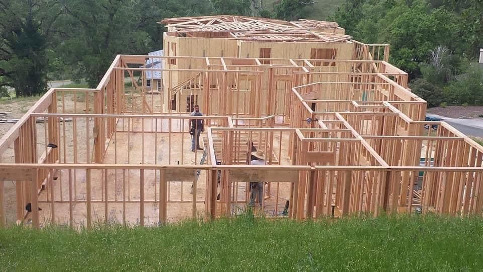 Framing for a garage or shop outbuilding by RLS Custom Carpentry in Mendocino County, CA
